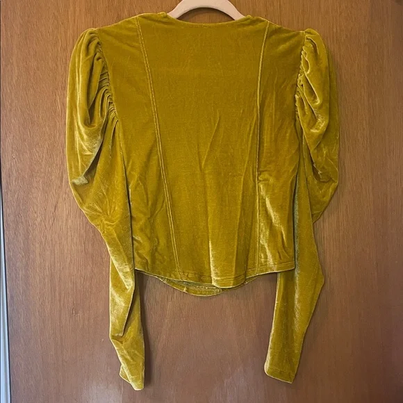 Elegant Mustard Velvet Women's Top - Picture 4 of 4